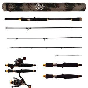 조작되고 준비된 프레데터 시리즈 스핀 & 미끼캐스트 여행 낚싯대 캐스트 소형 고탄소 막대 4개의 섹션, 2개의 팁, 케이스 이동식 루어 낚시꾼 신선하고 소금물