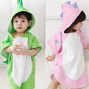 어린이 후드 목욕 타월 속건 흡수 비치 수영장 캐릭터 디자인 유아 아동 가운 망토