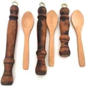 구리 커피 포트 찻주전자 세즈베 이즈베 재즈베 이브릭 브리키 스토브탑 메이커 및 다목적 미니 나무 숟가락 교체용 손잡이 3개