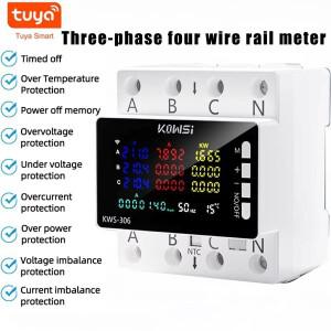 3상 4선식 투야 WiFi 전력량계 과전압 저전압 보호 계전기 스위치 회로 차단기 에너지 kWh 미터 스마트 라