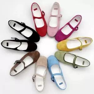 스웨이드 둥근코 발등 스트랩 메리제인 여성 플랫 4fY