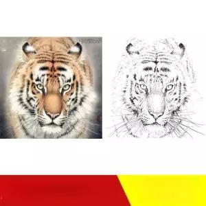 민화 호랑이 그리기 도안 복들어오는 밑그림 풍수 흰수염