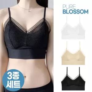 [퓨어블라썸][3종세트] 레이스 인바디 리얼 패드 브라렛 세트 빅사이즈