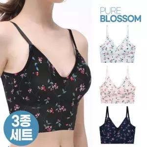 [퓨어블라썸][3종세트] 플라워 인바디 리얼 패드 브라렛 세트 빅사이즈