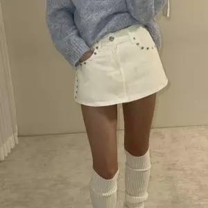여자 리벳 레이어드 치마바지 데님 미니스커트