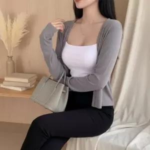 여성 심플 롱가디건 봄가을 무채색 여리핏