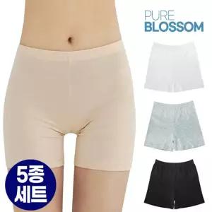 [퓨어블라썸][5세트] 순면소재 코튼 소프트 베이직 2부 속바지 빅사이즈
