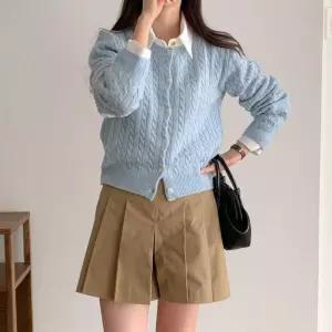여자 꽈배기니트 라운드 여리핏 데일리 가디건