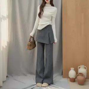 여성 간절기 트임 레이어드 롱 치마바지