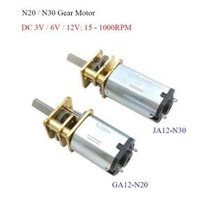 DC 3V/6V/12V N20 N30 미니 메탈 기어 모터 스트레이트 출력 샤프트 15-1000RPM 저속 고 토크 웜모터 모든