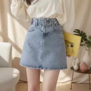 여성 봄여름 하이웨이스트 데님 미니스커트