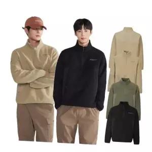 [디스커버리]25년 가을/겨울 신상 남성 자가드 플리스 반집업 티셔츠/세미오버핏/뽀글이맨투맨/발열/보...