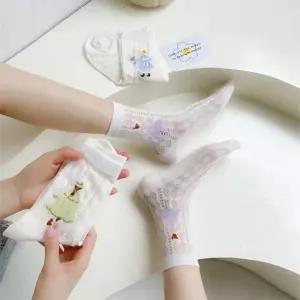 (옵션 5쌍세트)여름 시원한 레이스양말 긴목 패션 공주 긴양말 5쌍 여성 패션 공주 얇은 여자 레이스 긴목