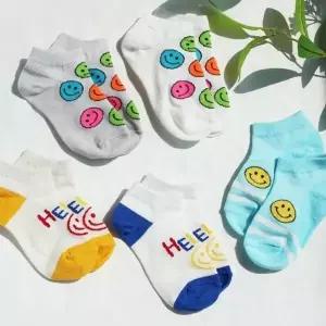망사 남아 5족 양말 발목 어린이 여아 스마일얼굴 아동흰양말 7살양말