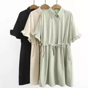 프릴 소매 허리끈조절 러블리 임산부 카라 원피스 vIe6+7ivv