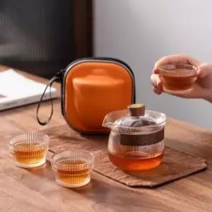 [골드스마일]내열유리 다기세트 3인 플리츠 다도 다관