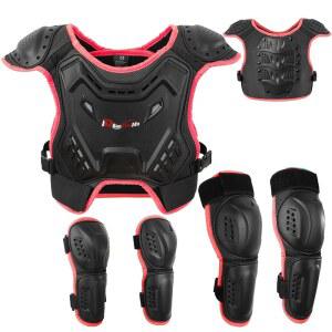 모토크로스 조끼 수트, 더트 바이크 MTB ATV용, 뒷면 가슴 무릎 팔꿈치 보호대 아동용