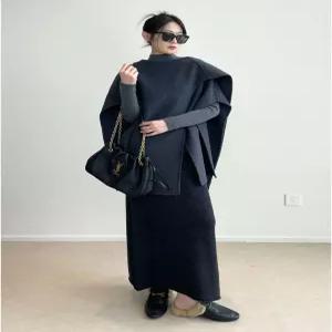 케이프 자켓 숄카라코트 숄자켓 모직 망토코트 목도리