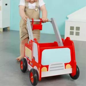 아기 밀고다니는 원목 소방차 카트장난감 아동발달 운반차