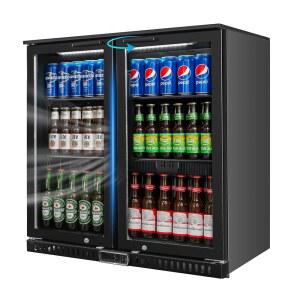 블루라인쿨 상업용 백바 쿨러, 유리문 2개, 카운터 냉장고 아래 7.4 큐피트, LED 조명 - 바, 레스토랑, 차고, 사무실, 가정용 ETL 맥주 및 와인 쿨러