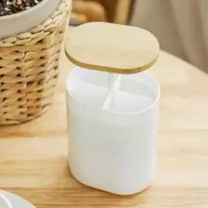 [문구] 1개 원터치 푸시 면봉 이쑤시개 스탠드 보관통 수납통 정리 눈물액 치간칫솔 거치대 정리