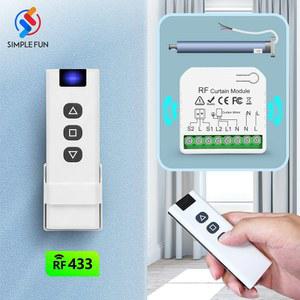 433MHz 무선 커튼 스위치 문 RF 220V 차고 110V 원격 롤러 셔터 60m 수신기 16A 블라인드 제어 Windows