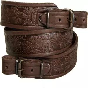 사냥용 라이플 슬링건 어깨 순정 가죽 조절 벨트 야외 전술 산탄총 슬링 스트랩 엠보싱