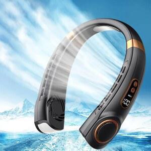 미니 목 팬 휴대용 디지털 냉각기 인공 디스플레이 충전식 에어컨 공기 Bladeless