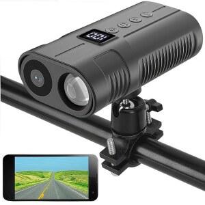 PIEPI 자전거 전면 라이트 스포츠 카메라 1080P HD 액션 카메라, 64GB 메모리, 10시간 녹화, 주행을 위한 충전식 LED 헤드라이트, 전기 액세서리, 마운틴 로드 BMX 더트 바이크