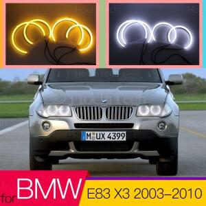 BMW 호환 E83 X3 2003-2010용 스위치백 코튼 라이트 LED 엔젤 아이 듀얼 컬러
