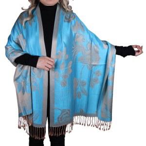 약속 여성용 부드러운 실키 파쉬미나 리버서블 플로럴 로즈 숄 랩 스카프 / 프린지