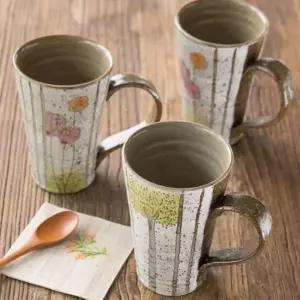 [셀러에이드]이천도자기 수채화 긴 머그컵 9.5cm 도자기 물컵 홈카페 선물용