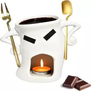 포크 스푼 캔들 초콜릿 멜팅 컵 세트가 포함된 달콤한 퐁듀 별도의 이너 라이너 용기가 장착된 미니 화이트