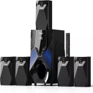 밥토 홈 시어터 시스템 1000와트 피크 전력 서라운드 사운드 5 유선 위성 오디오 스피커 8인치 서브우퍼