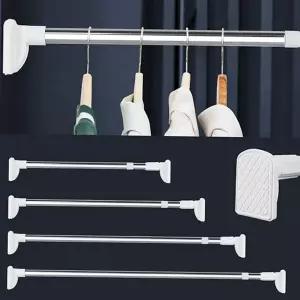 커튼 압축봉 큰 주방 스테인리스 무타공 압축봉 미끄럼 베란다 싱크대 확장형 고정식 다용도 옷걸이 주방봉
