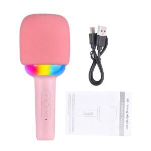 휴대용 휴대용 마이크 내장 스피커 소음 감소 노래방 LED 컬러 조명 가정용 무선 BT 방지