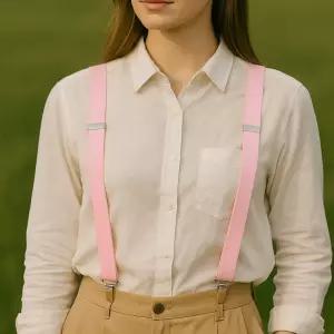 컬러 정장 멜빵 서스펜더 핑크 바지 멜빵끈