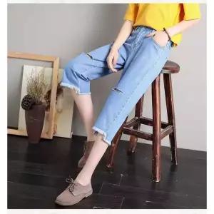 여성 7부 청바지 하이웨스트 와이드 여름 칠부 데일리