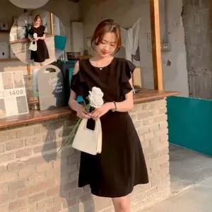 어깨트임 A라인 프릴소매 심플 원피스 정장 원피스