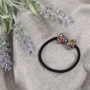 [골드스마일]엔젤슈슈 크리스탈 리본 큐빅 머리끈 레인보우 미니방