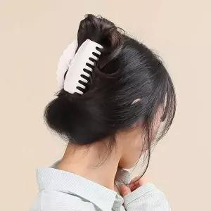 [셀러에이드]엔젤슈슈 무광 웨이브 올림머리 집게핀 화이트 데일리