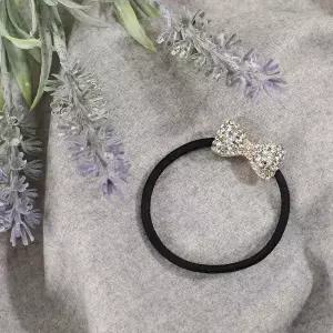 [셀러에이드]엔젤슈슈 크리스탈 리본 큐빅 머리끈 화이트 헤어끈