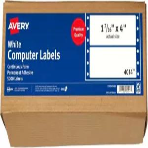 에이버리 화이트 컴퓨터 라벨 1-7/16인치 x 4인치 도트 매트릭스 및 핀 피드 프린터 호환 총 5 000개