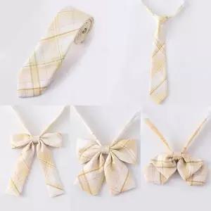 ToB 레몬크림 체크패턴 여자 넥타이 5종 교복 학생복 니트타이