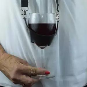 [콩심팥심]ToB 휴대용 와인잔 홀더 블랙 스트랩 스탠딩 파티