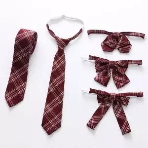 [셀러에이드]ToB 리얼레드 체크패턴 여자 넥타이 5종 교복 학생복 니트타이