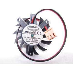 EVERFLOW 그래픽 카드 선풍기 2 와이어 5V 0.40A 홀 피치  27x35x35mm 직경 45mm  T055010SH