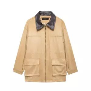 EAMT 여성자켓 가을 터틀넥 오버핏 빅포켓 무스탕코트 YJ3