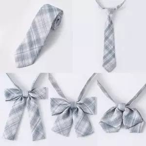 TBZ 애쉬블루 체크패턴 여자 넥타이 5종 교복 학생복 니트타이