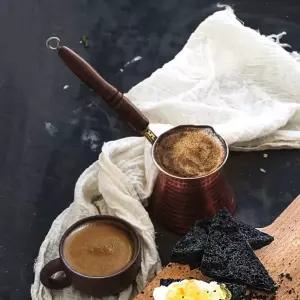 커피 이브릭 포트 커피포트 드리퍼 터키식 240ml 구리색 손잡이 원목